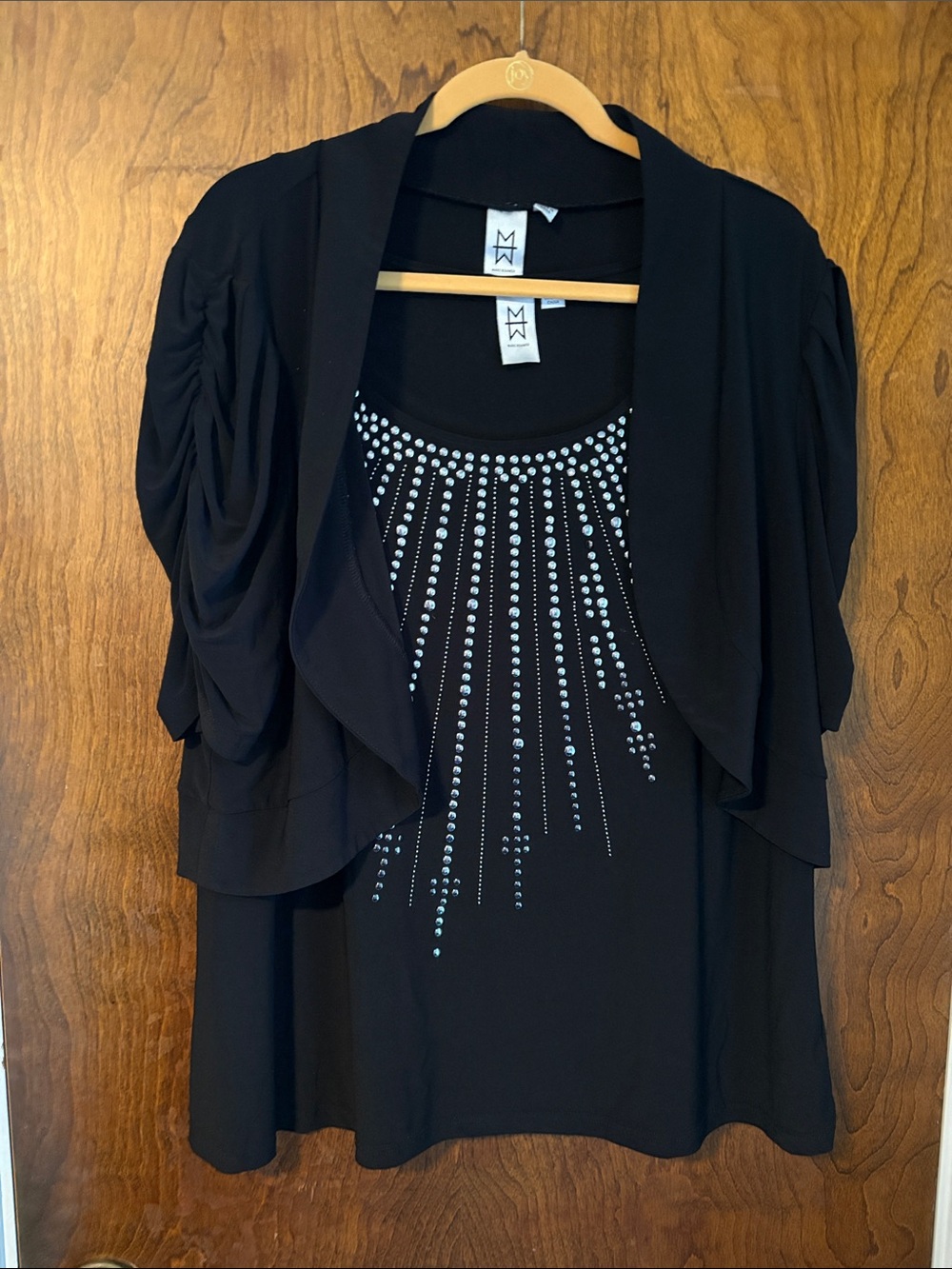 Mark Bower Collection Black Embellished Two-Piece Sweater Cardigan Set
